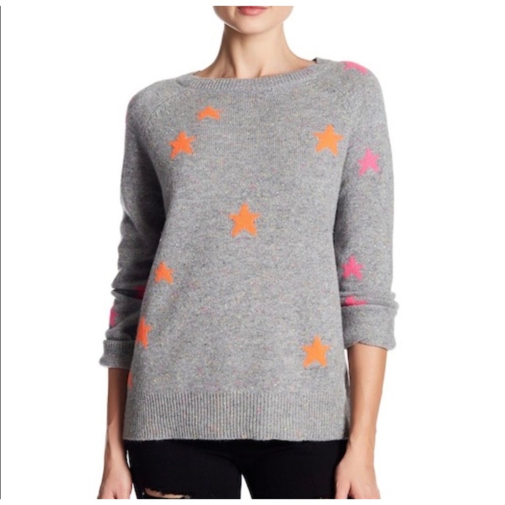 360 Cashmere 100% Cashmere Festival Star Sweater Crewneck Preppy Boho Retro S